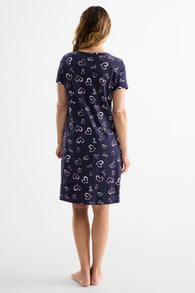 Donna - Camicia da notte - fantasia - blu scuro