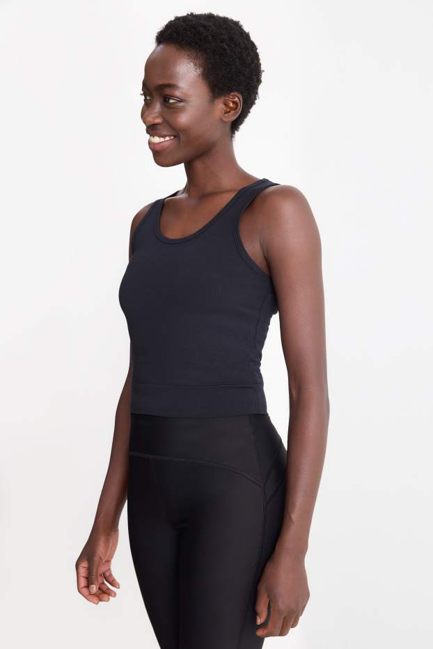 Damen - Sport-Crop-Top - dunkelblau