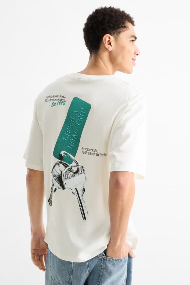 Heren - T-shirt - oversized - wit