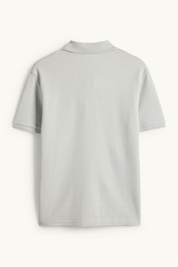 Pánské - Polokošile - regular fit - žebrovaná - šedá