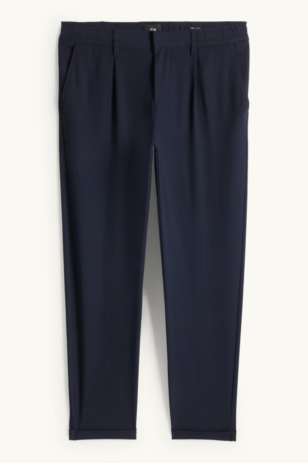 Pánské - Kalhoty chino - tapered fit - strukturované - tmavomodrá