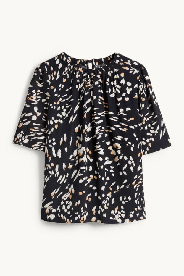 Damen - Bluse - gemustert - schwarz