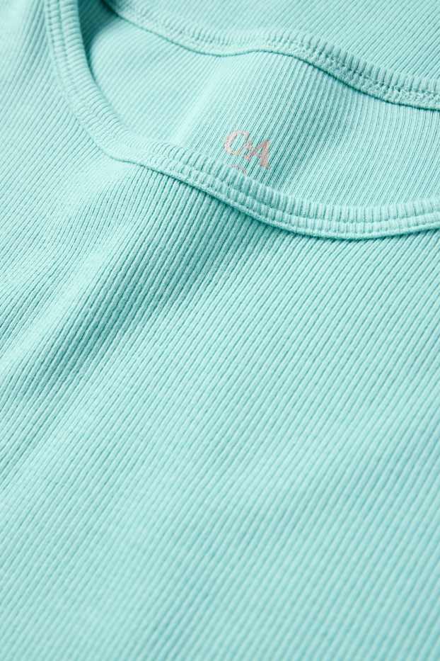 Dámské - Tričko - slim fit - žebrované - světle zelená