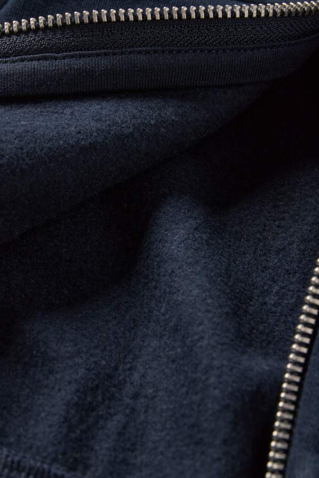 Femei - Hanorac cu fermoar și glugă - albastru închis