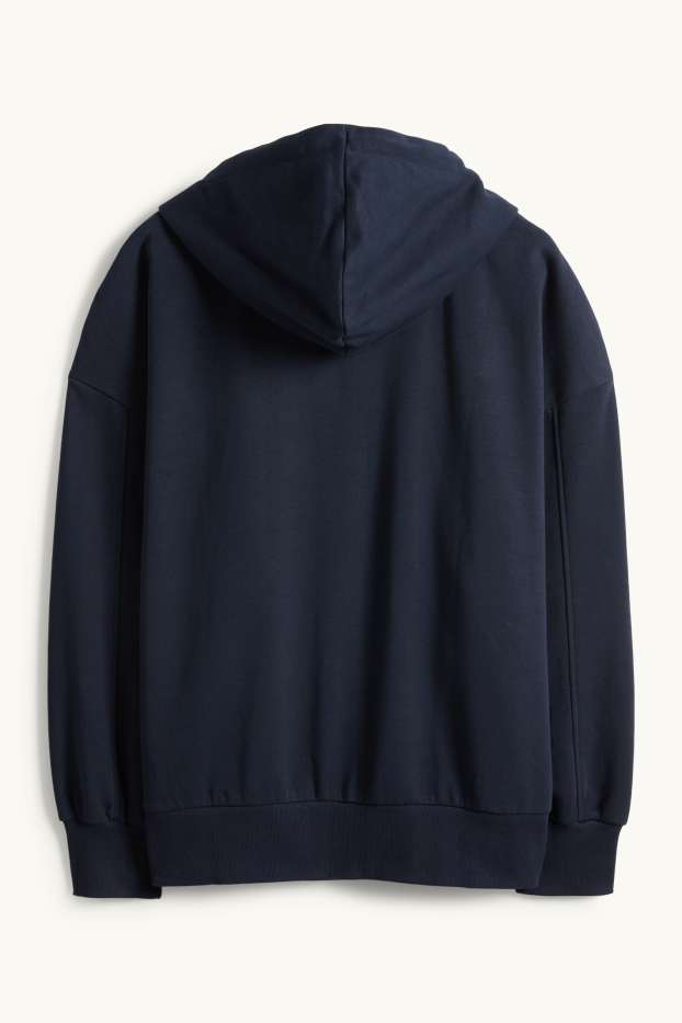 Femei - Hanorac cu fermoar și glugă - albastru închis