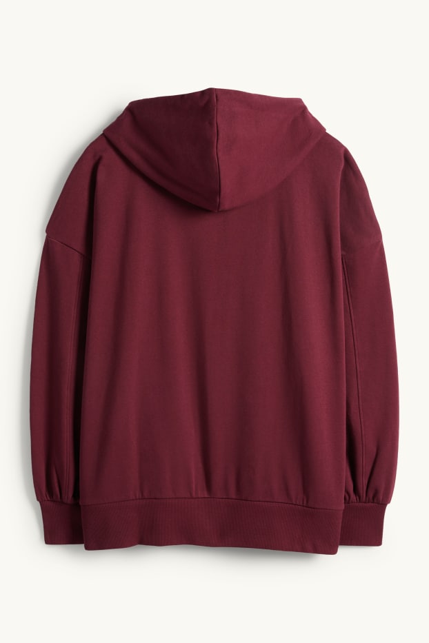 Femei - Hanorac cu fermoar și glugă - bordo