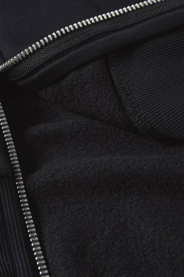 Femei - Hanorac cu fermoar și glugă - negru