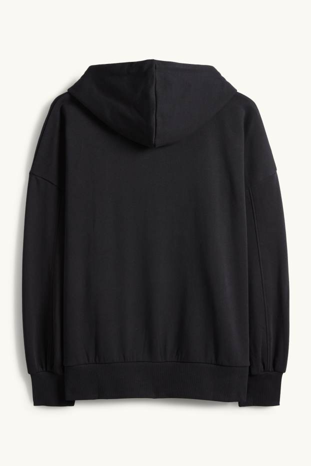 Femei - Hanorac cu fermoar și glugă - negru