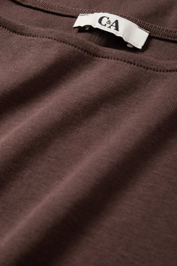 Femei - Tricou cu mânecă lungă - slim fit - maro închis