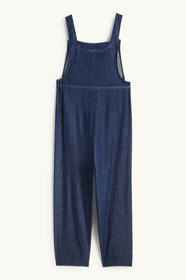 Dames - Zwangerschapstuinbroek van denim - jeansdonkerblauw