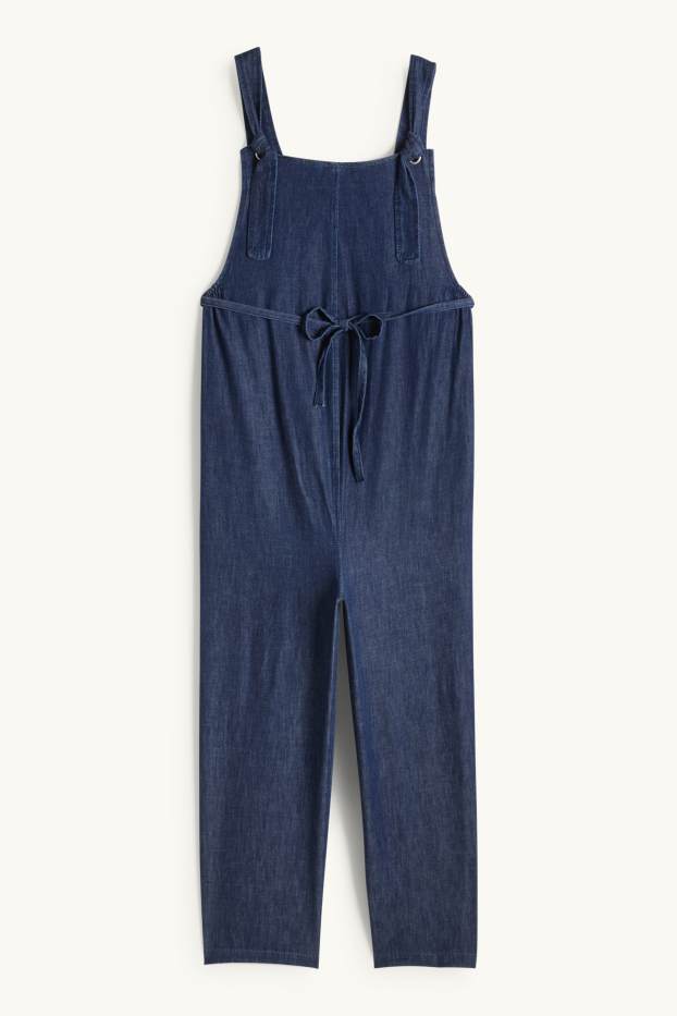 Dames - Zwangerschapstuinbroek van denim - jeansdonkerblauw