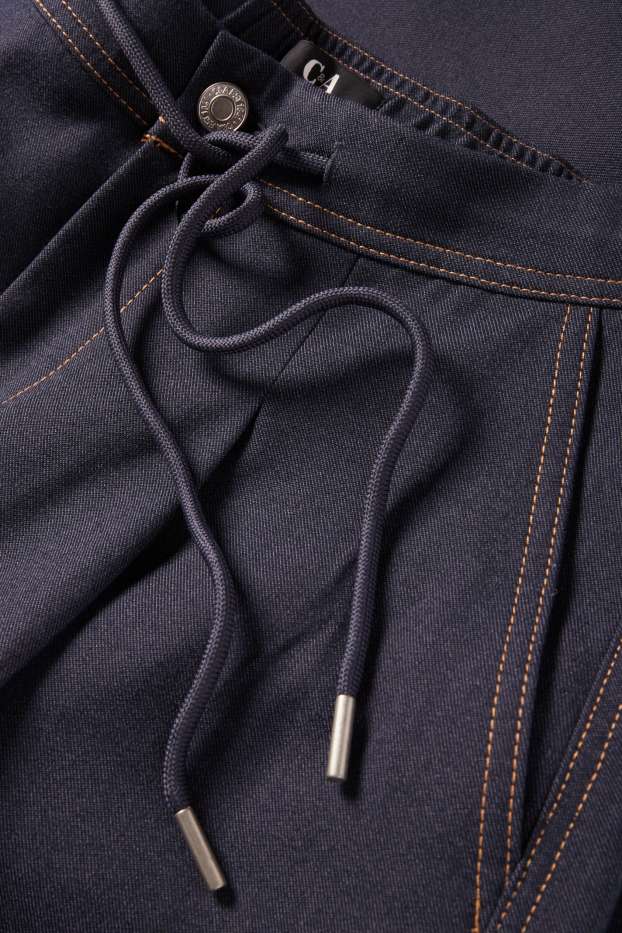 Dames - Pantalon - mid waist - balloon leg - jeanslook - jeansdonkerblauw