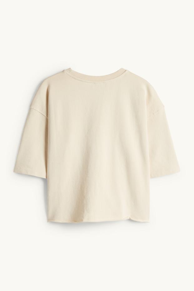 Donna - T-shirt corta - relaxed fit - bianco crema