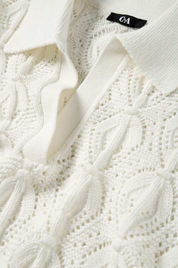 Women - Knitted jumper - short sleeve - cremewhite