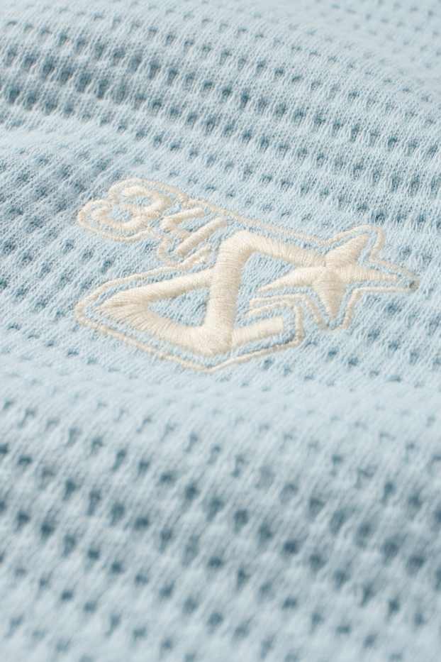 Uomo - T-shirt - oversize - tessuto tramato - azzurro