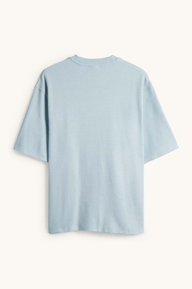 Uomo - T-shirt - oversize - tessuto tramato - azzurro