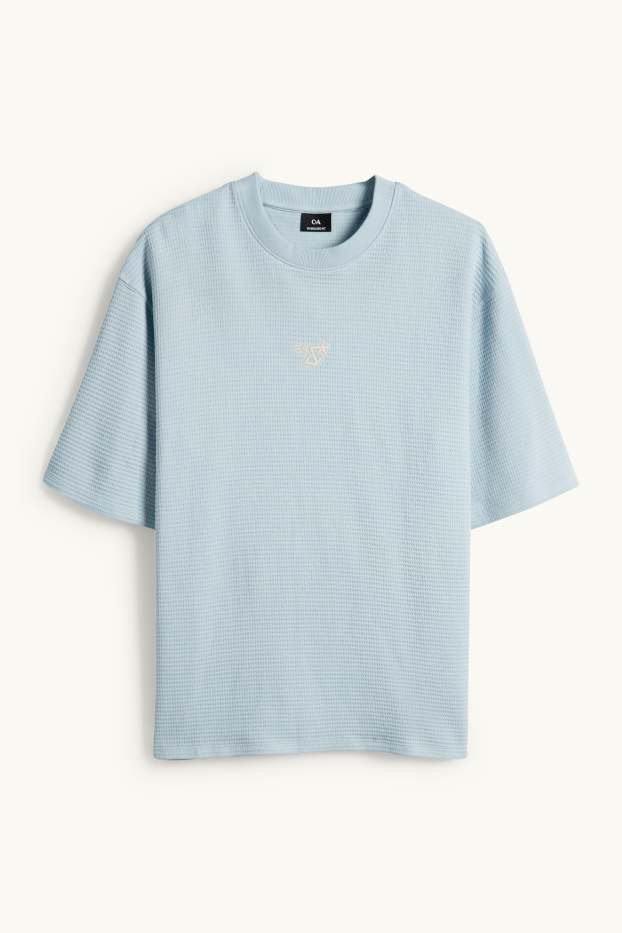 Uomo - T-shirt - oversize - tessuto tramato - azzurro