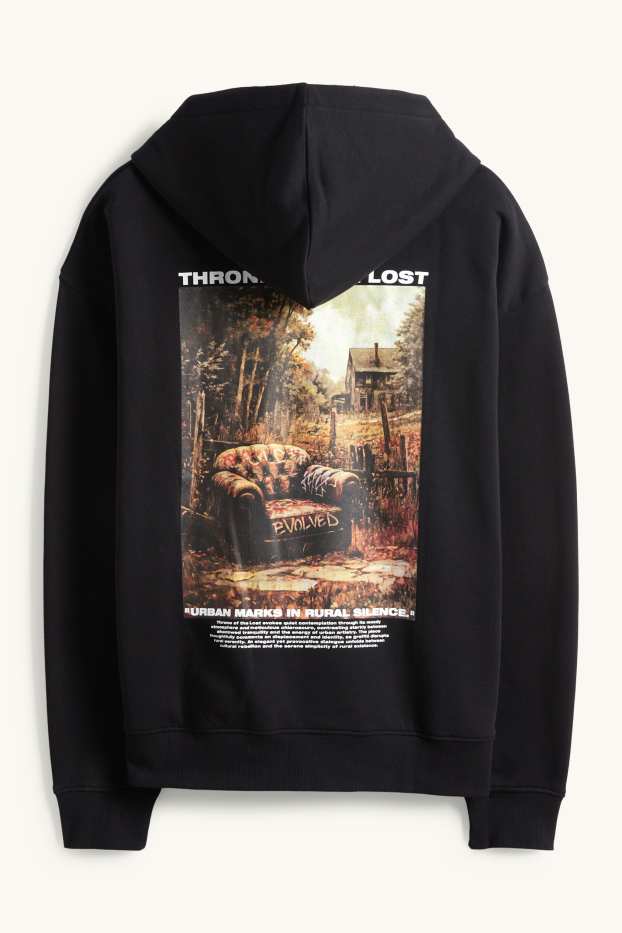 Hommes - Sweat à capuche Oversize - noir