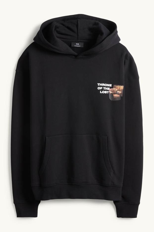 Hommes - Sweat à capuche Oversize - noir