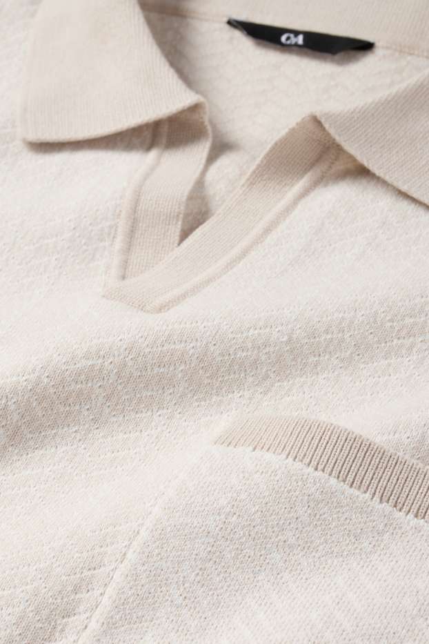 Home - Polo de punt - regular fit - amb motiu - beix clar