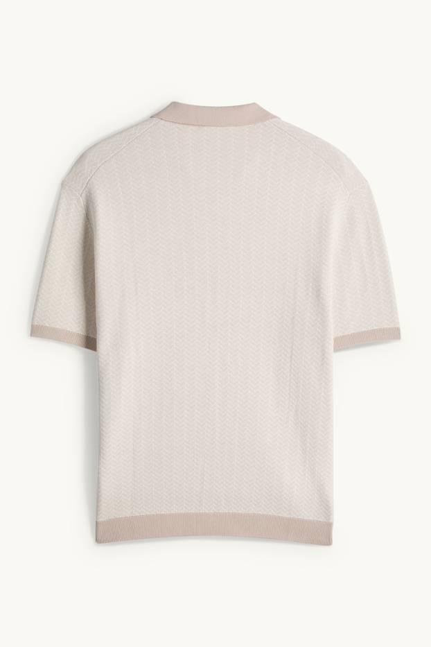 Home - Polo de punt - regular fit - amb motiu - beix clar