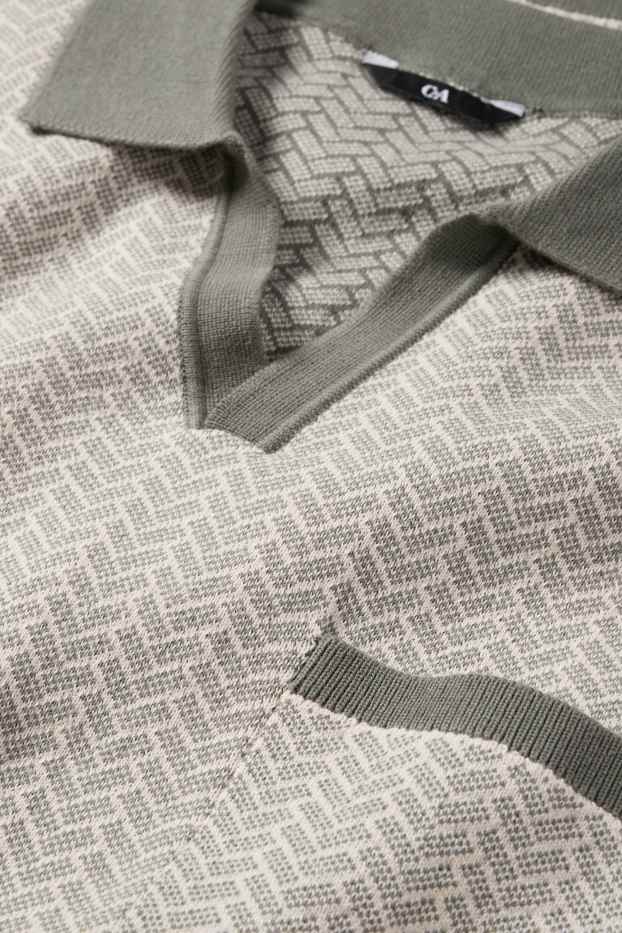 Home - Polo de punt - regular fit - amb motiu - verd fosc