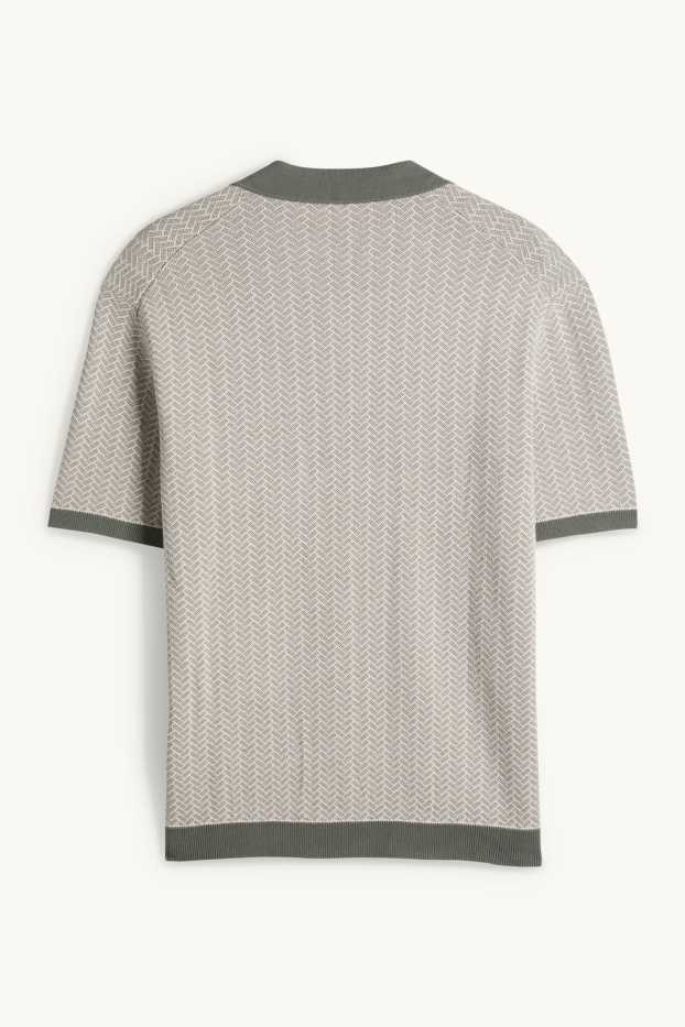 Home - Polo de punt - regular fit - amb motiu - verd fosc