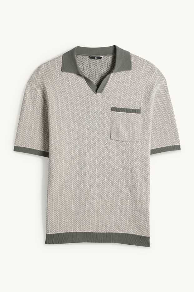 Home - Polo de punt - regular fit - amb motiu - verd fosc