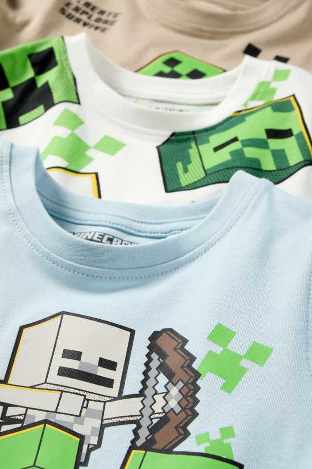 Children Boys - Multipack of 3 - Minecraft - short sleeve T-shirt - white / green