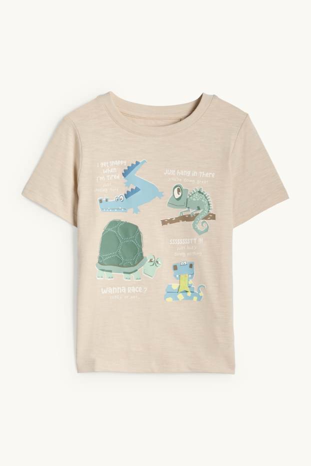 Enfants garçons - Animaux de la jungle - T-shirt - beige clair