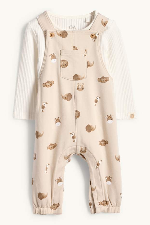 Baby Boys - Wild animals - baby outfit - 2 piece - white / beige