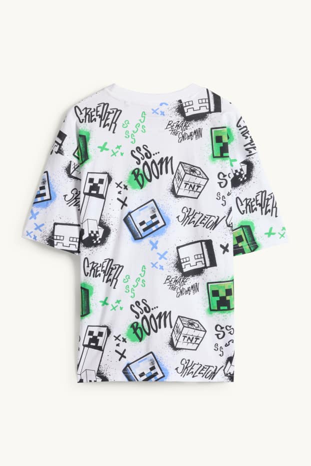 Dzieci chłopcy - Minecraft - koszulka z krótkim rękawem - biały