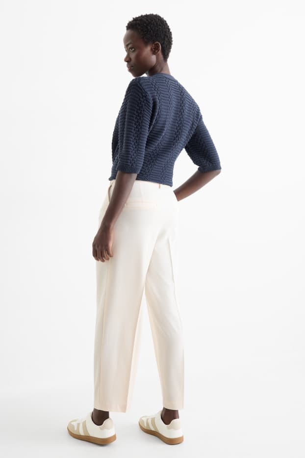 Femmes - Pantalon de toile - high waist - straight leg - beige clair