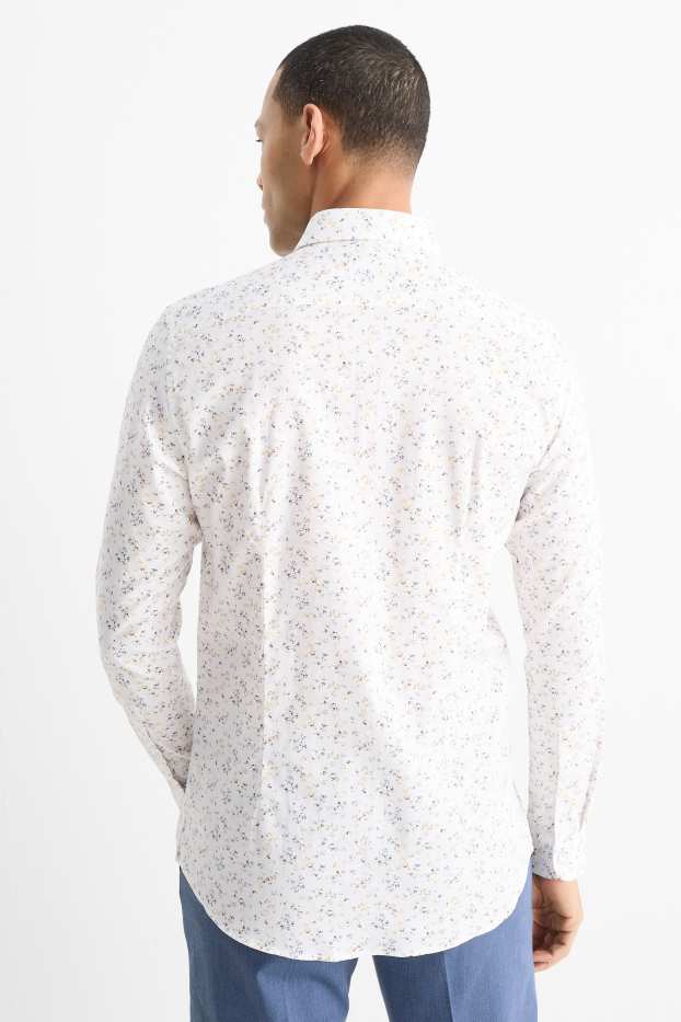 Men - Business shirt - slim fit - kent collar - easy-iron - patterned - white