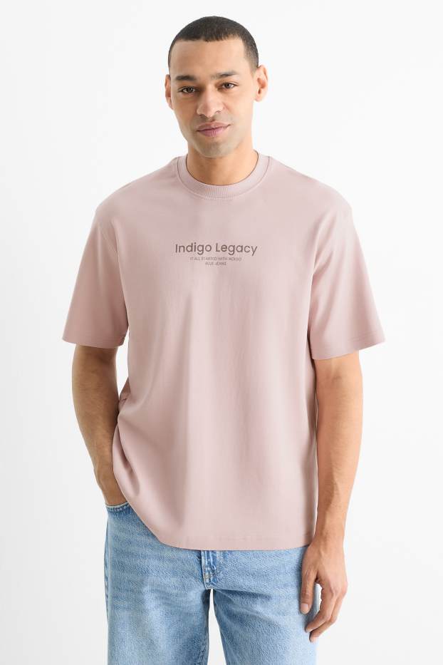 Pánské - Tričko - relaxed fit - růžová