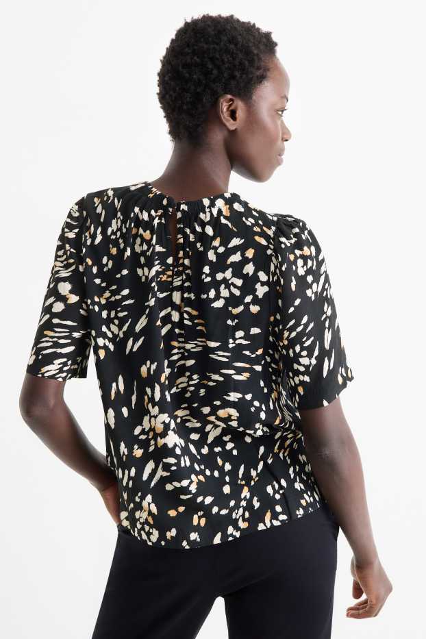 Damen - Bluse - gemustert - schwarz