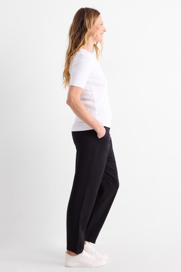 Femei - Pantaloni de stofă - talie înaltă - tapered leg - negru
