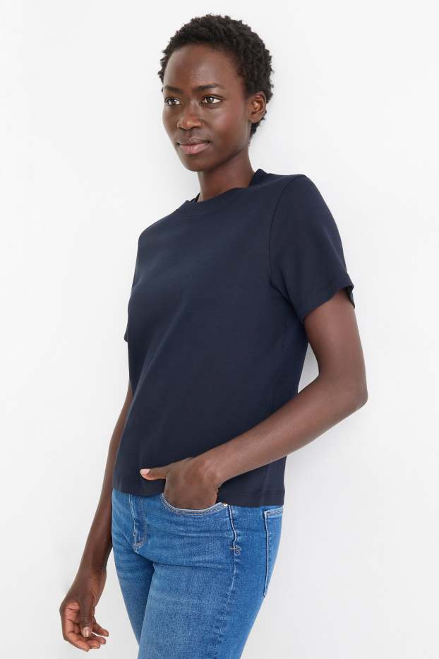 Femmes - T-shirt - slim fit - bleu foncé