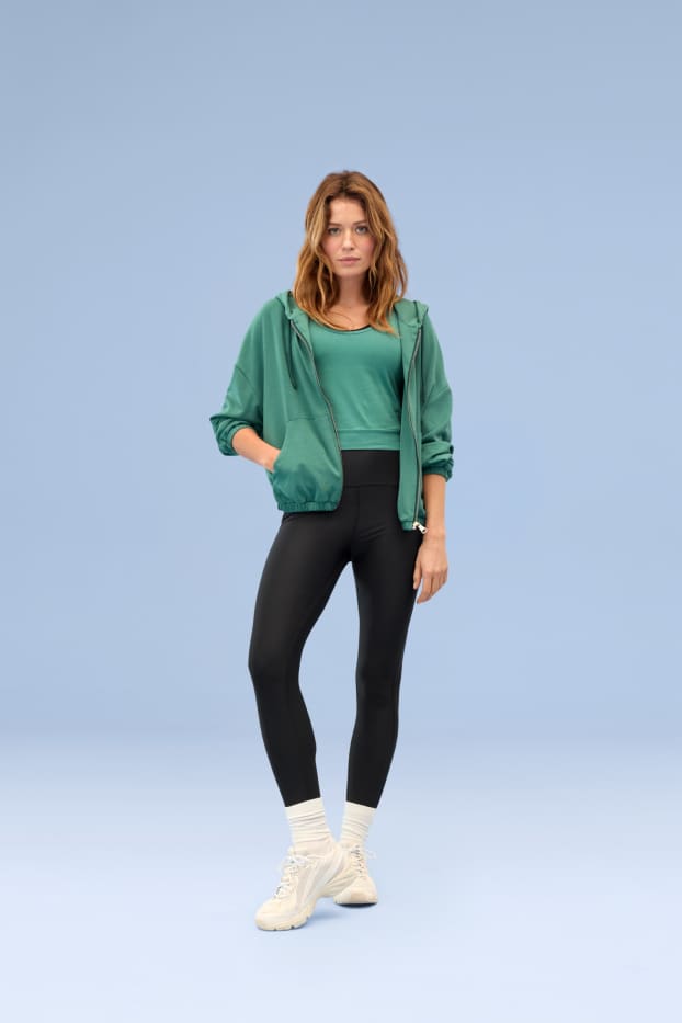 Damen - Sweatjacke mit Kapuze - türkis