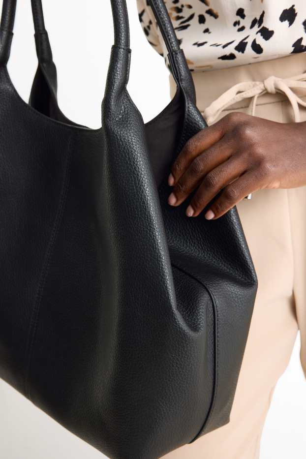 Dona - Bossa shopper gran - pell sintètica - negre