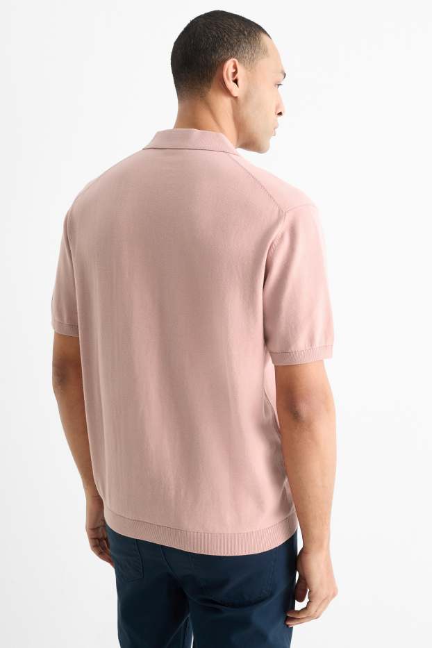 Bărbați - Tricou polo din tricot - regular fit - roz