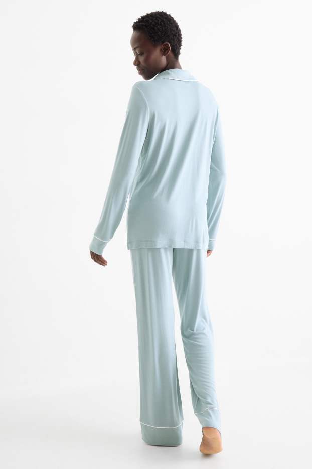 Damen - Viskose-Pyjama - hellblau