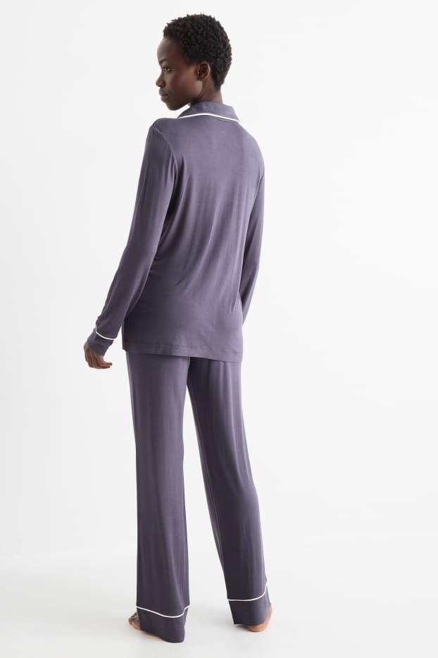 Damen - Viskose-Pyjama - dunkelblau