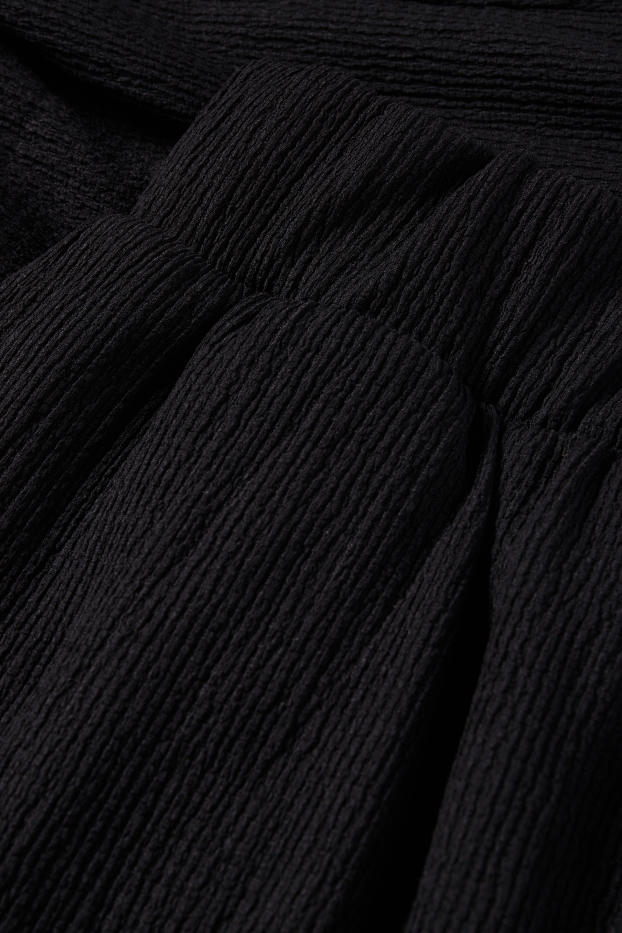 Damen - Jersey-Hose - Mid Waist - strukturiert - schwarz