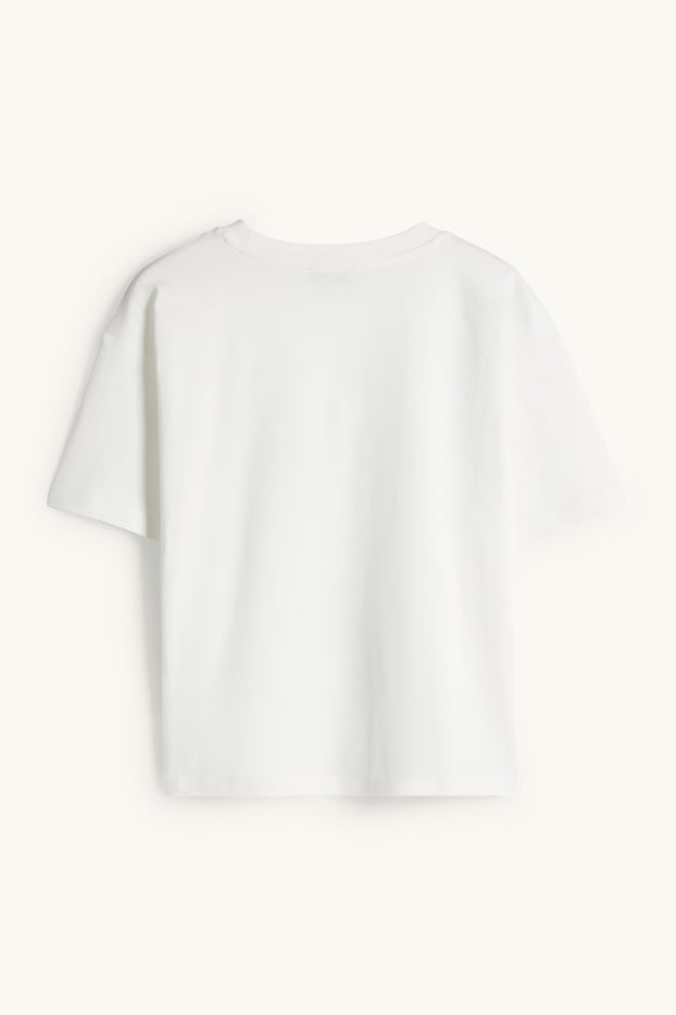 Bambine - T-shirt con strass - effetto brillante - bianco / blu