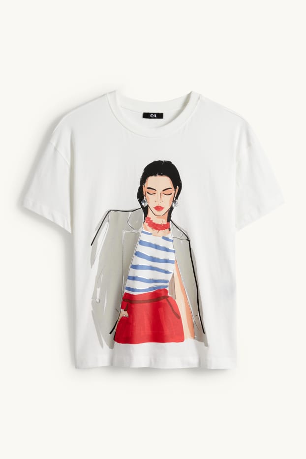 Femei - Tricou - relaxed fit - aspect lucios - alb