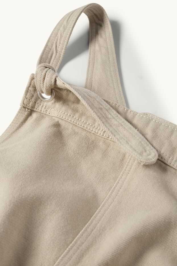 Damen - Umstands-Jeans-Latzhose - beige