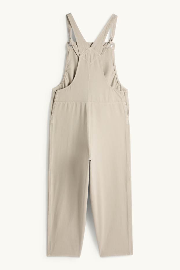 Damen - Umstands-Jeans-Latzhose - beige