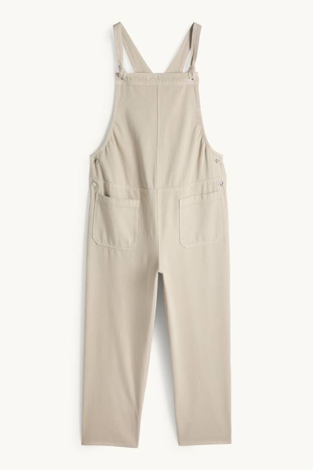 Damen - Umstands-Jeans-Latzhose - beige