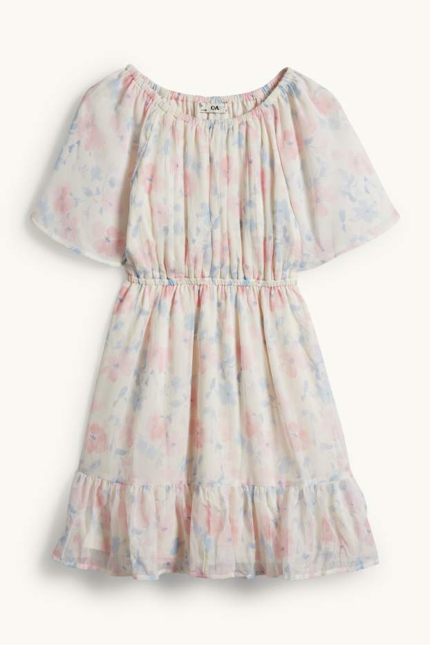Children Girls - Floral - chiffon dress - cremewhite